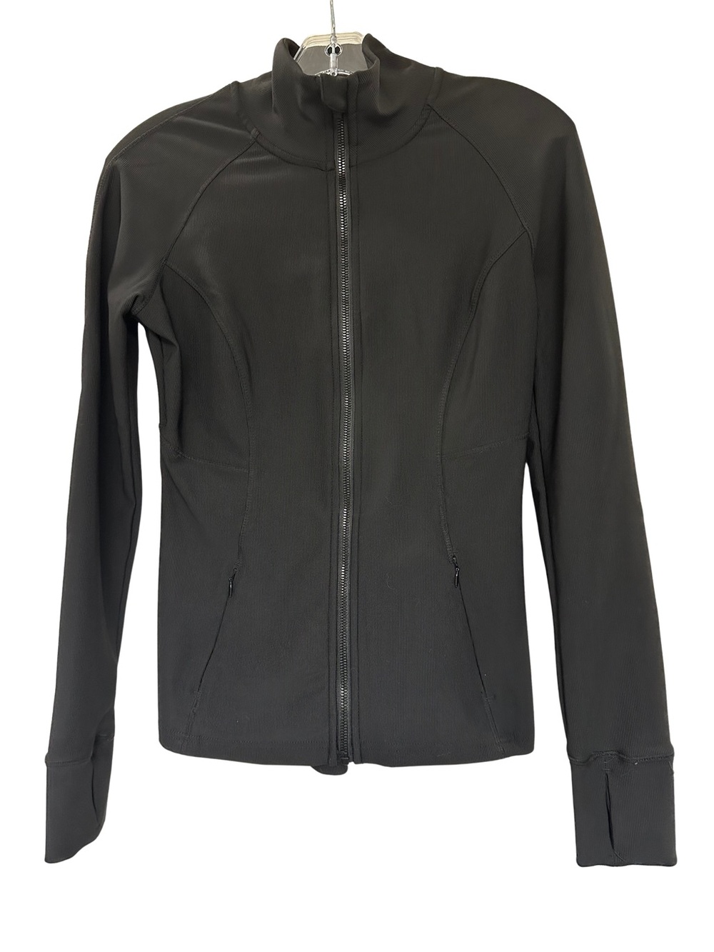 90 Degrees Ribbed Legend Black Women's Zip-Front Lightweight Jacket S